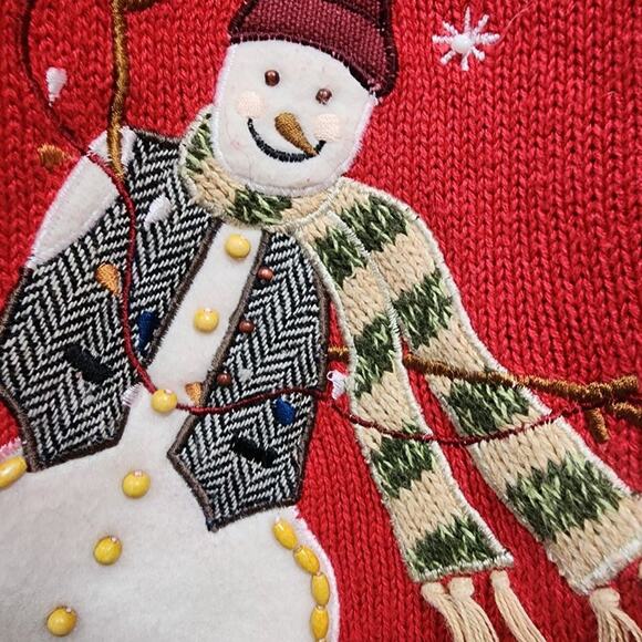 Tiara International snowman applique full zip sweater woman's size large - Picture 6 of 9